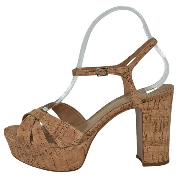 Schutz Keefa Tan Cork Womens Platform Heels Size 9.5M - Picture 3 of 16